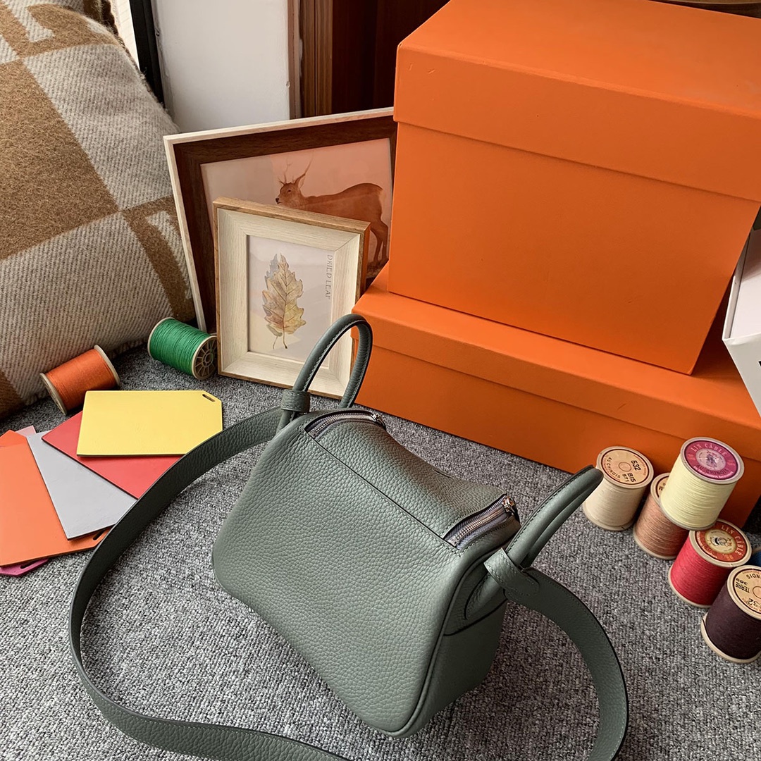 에르메스 미니 린디백 그리스메이어 은장 끌레망스 가죽